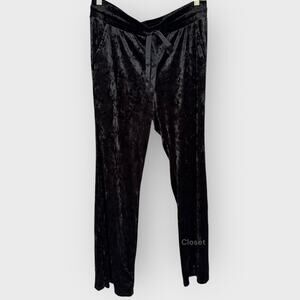 Torrid Black Velvet Lounge Pants Size 0 Plus Bootcut Drawstring Soft